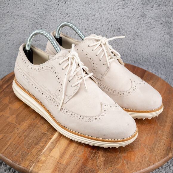 Women’s SZ 9.5 Cole Haan Zerogrand Oxford OG Oxwing OX Golf Shoes W23092 Pumice - Picture 1 of 10